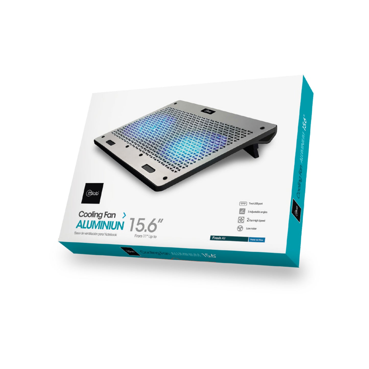 Base Ventilador Gamer Mlab 15,6 - 2 Ventiladores Aluminio