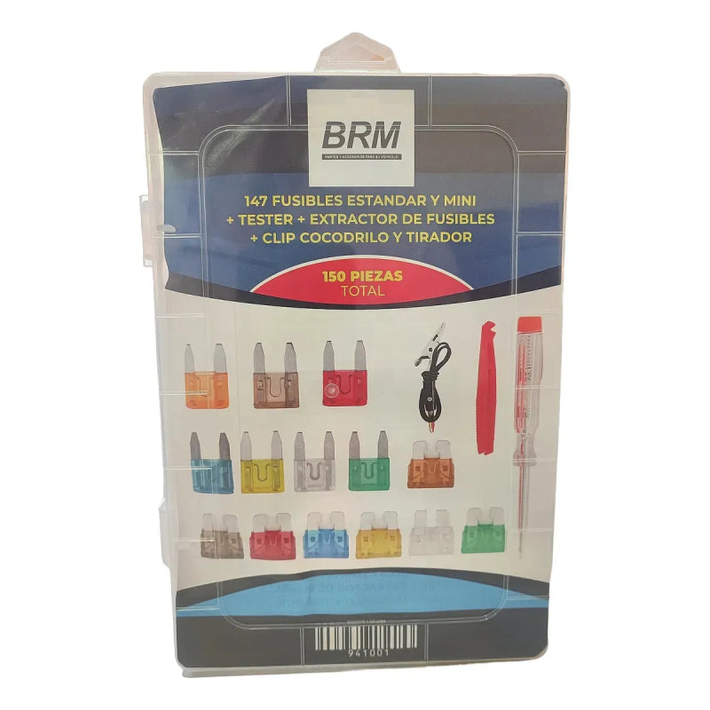 Kit de Fusibles Automotrices 150 Unidades con Tester y Tirador