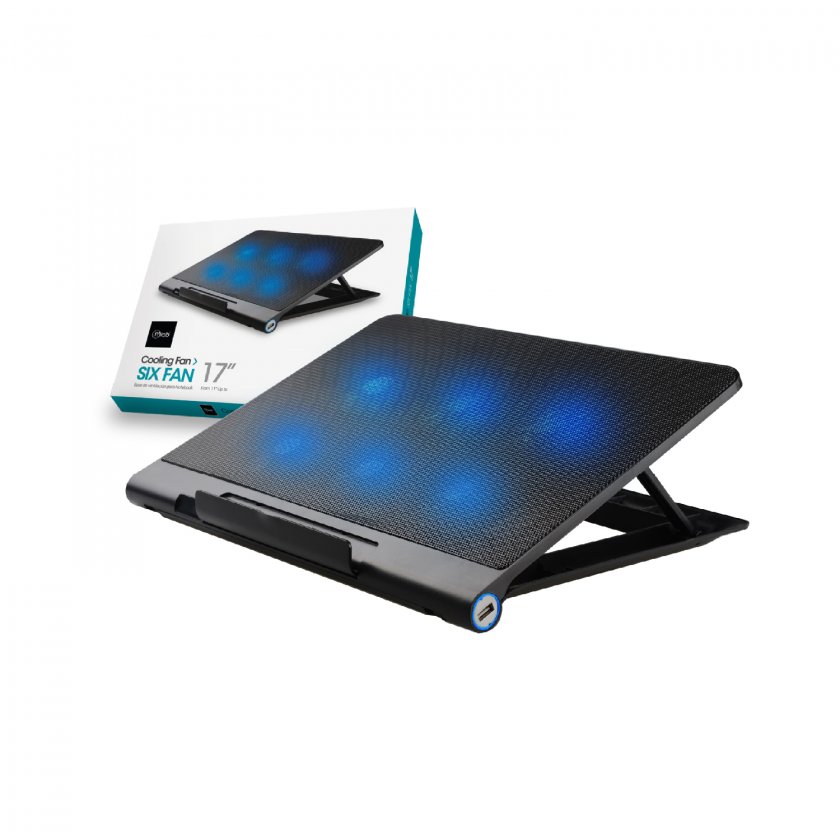 Base Ventilador Mlab Six Fan Para Notebook Hasta 17 Color Negro