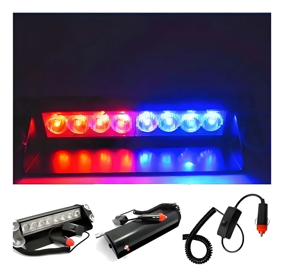 Baliza Parabrisa Led Estroboscópica Azul Rojo