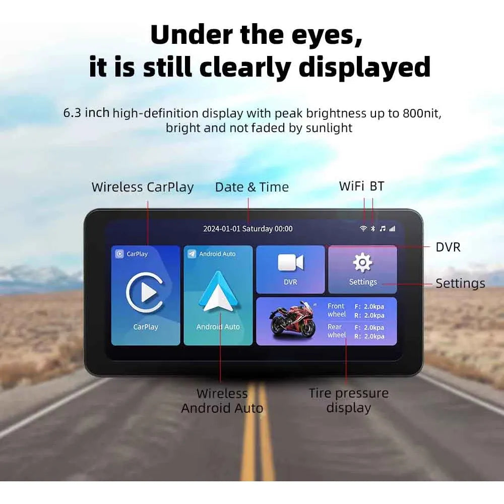 Radio Moto Carplay Android Auto Universal 12v