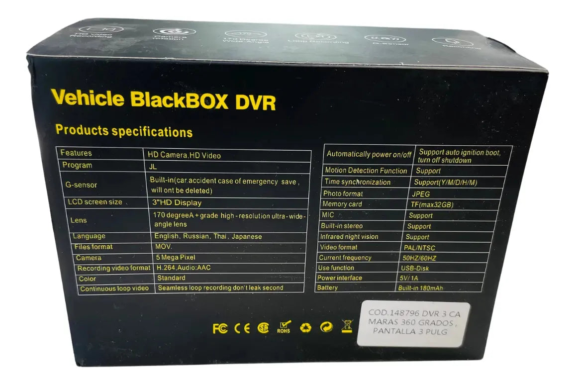 Cámara Dash Cam Hd Para Auto Dvr Full Hd