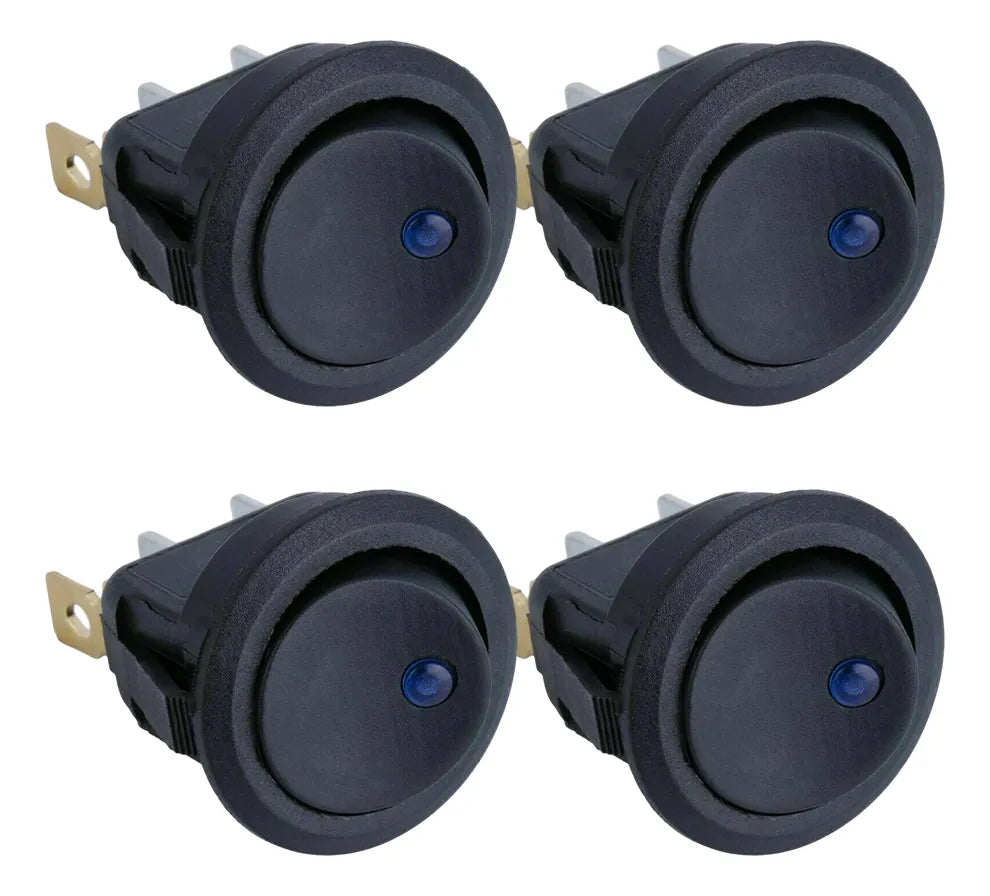 Boton On/off Auto Interruptor Redondo 12v Led Azul Pack 10ud