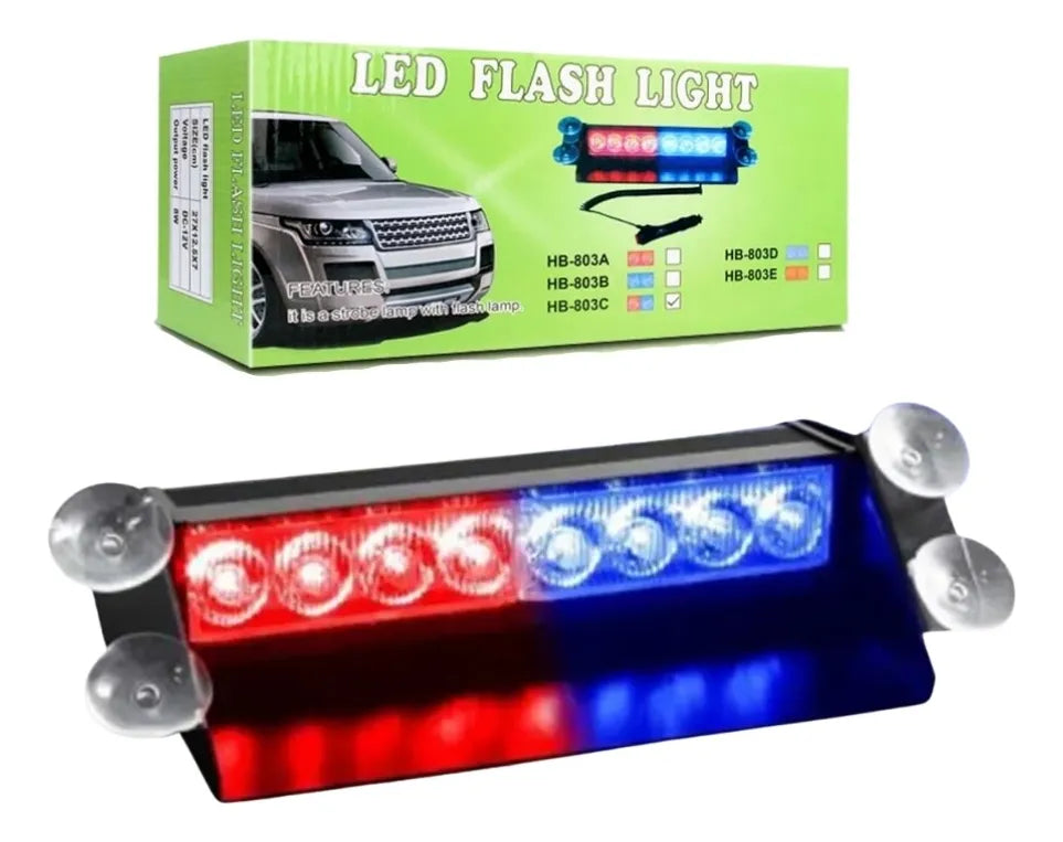 Baliza Parabrisa Led Estroboscópica Azul Rojo