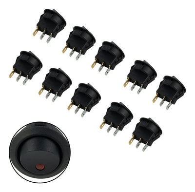 Boton On/off Auto Interruptor Redondo 12v Led Rojo Pack 10ud