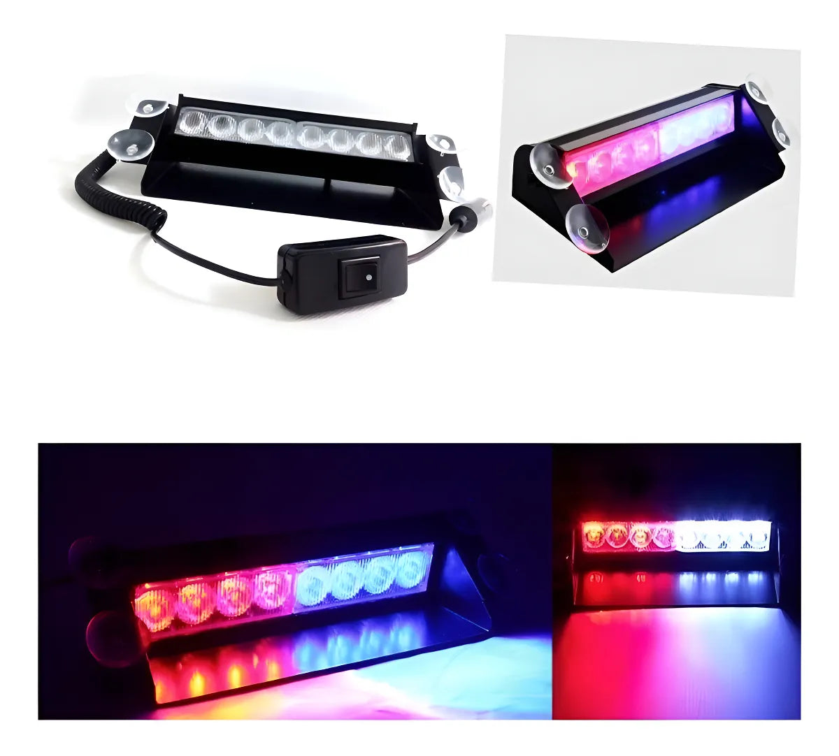 Baliza Parabrisa Led Estroboscópica Azul Rojo