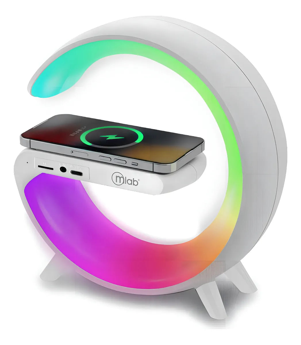 Parlante 5 En 1 Cargador, Luz Rgb, Reloj Y Alarma