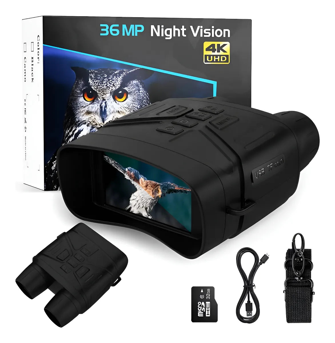 Binoculares Visión Nocturna Y Diurna 4k Hd Infrarrojo 36mp