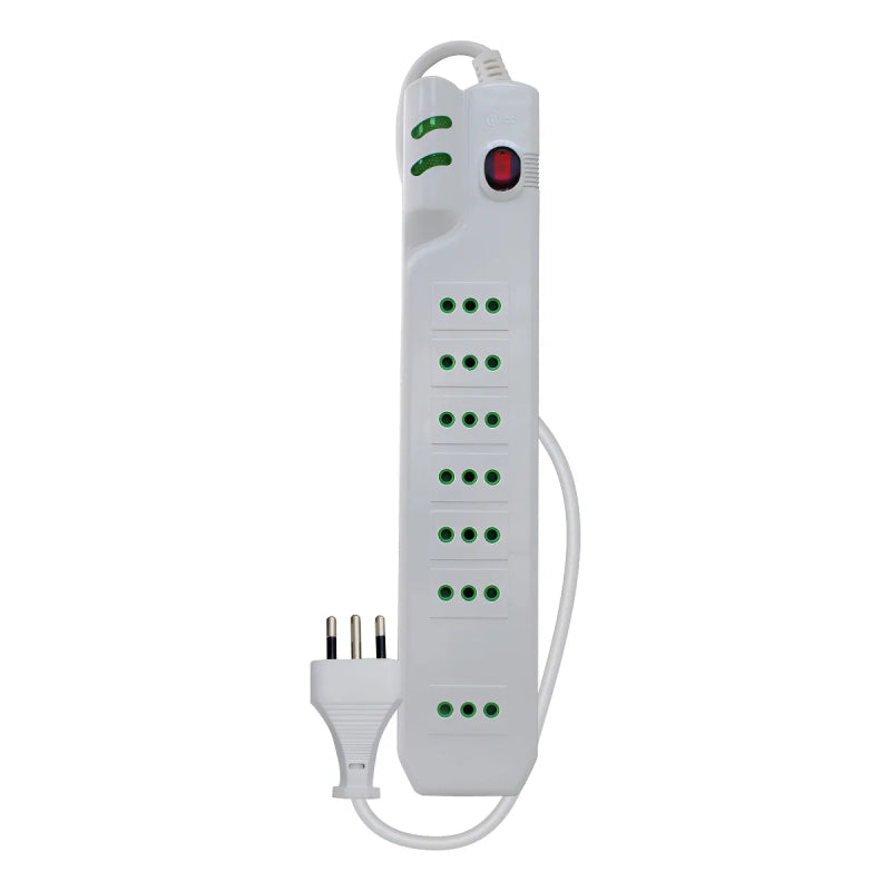 Alargador Zapatilla Protector Sobre Voltaje 1400j Microlab Color Blanco
