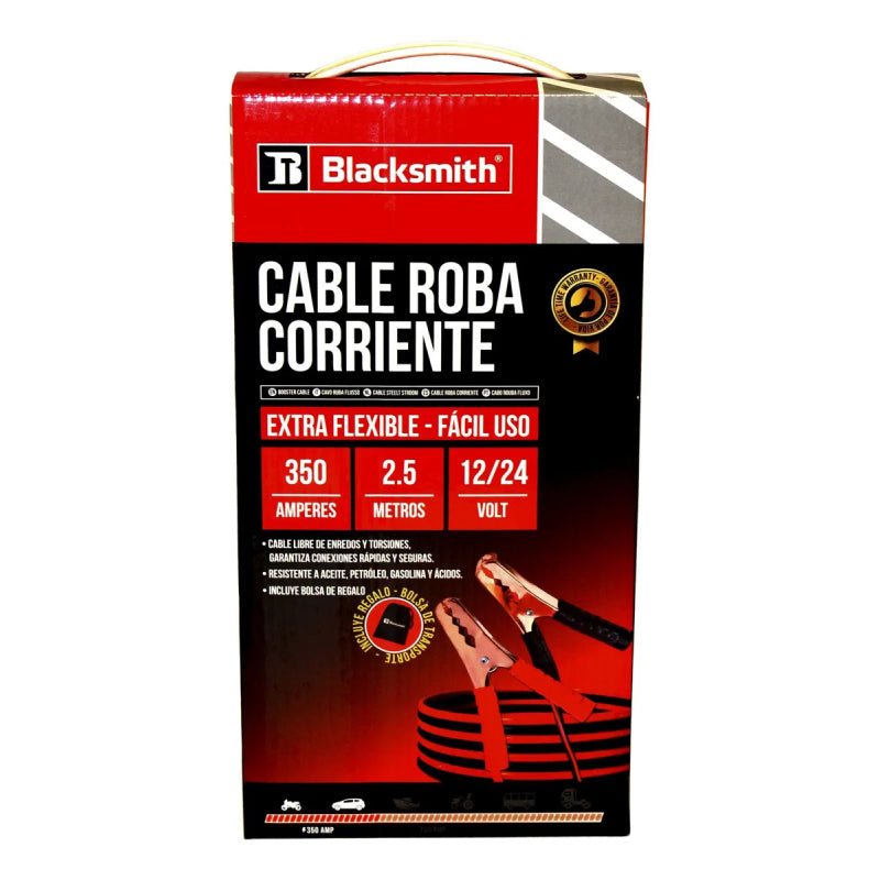 Cable Puente Batería 350a 2,5m Robacorriente Auto Emergencia