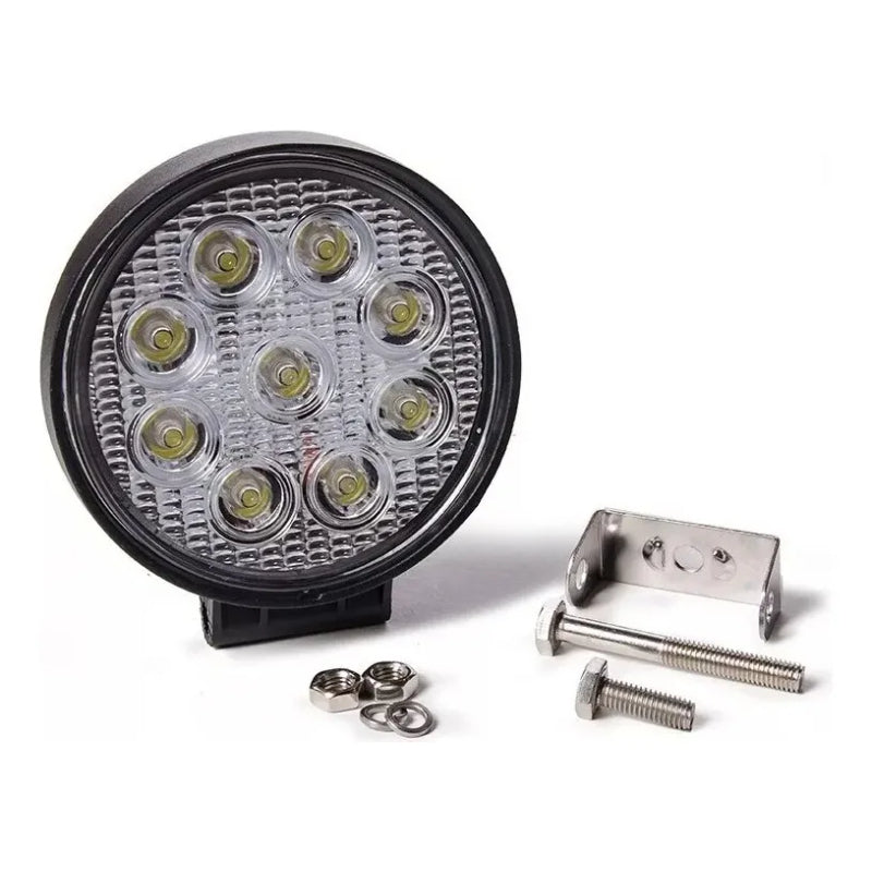 Foco Faenero Redondo 9 LED de Alto Alcance IP67 para Faenas y Vehículos