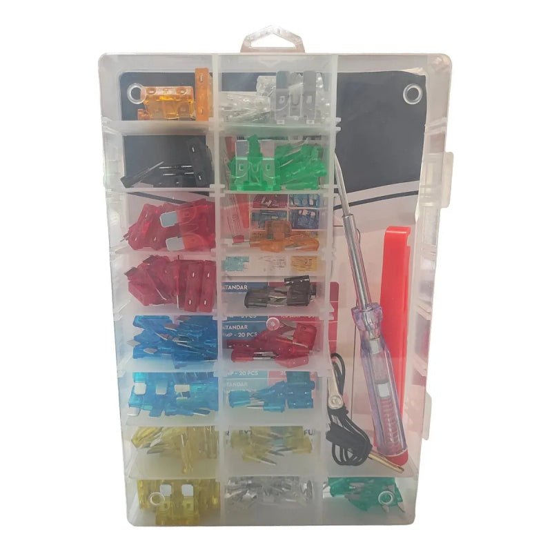Kit de Fusibles Automotrices 150 Unidades con Tester y Tirador
