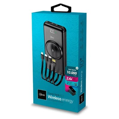 Powerbank Mlab 9410 10.000 Mah Carga Inalámbrica Negro