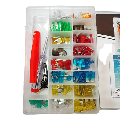 Kit de Fusibles Automotrices 150 Unidades con Tester y Tirador