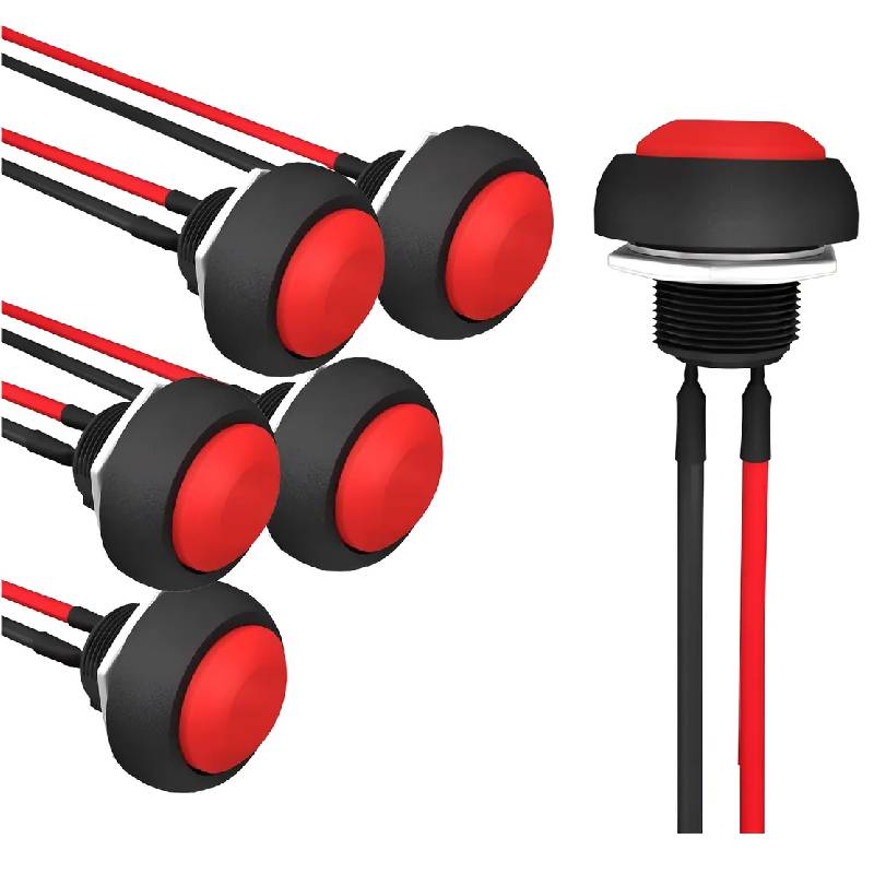 PULSADOR ROJO BORDE NEGRO