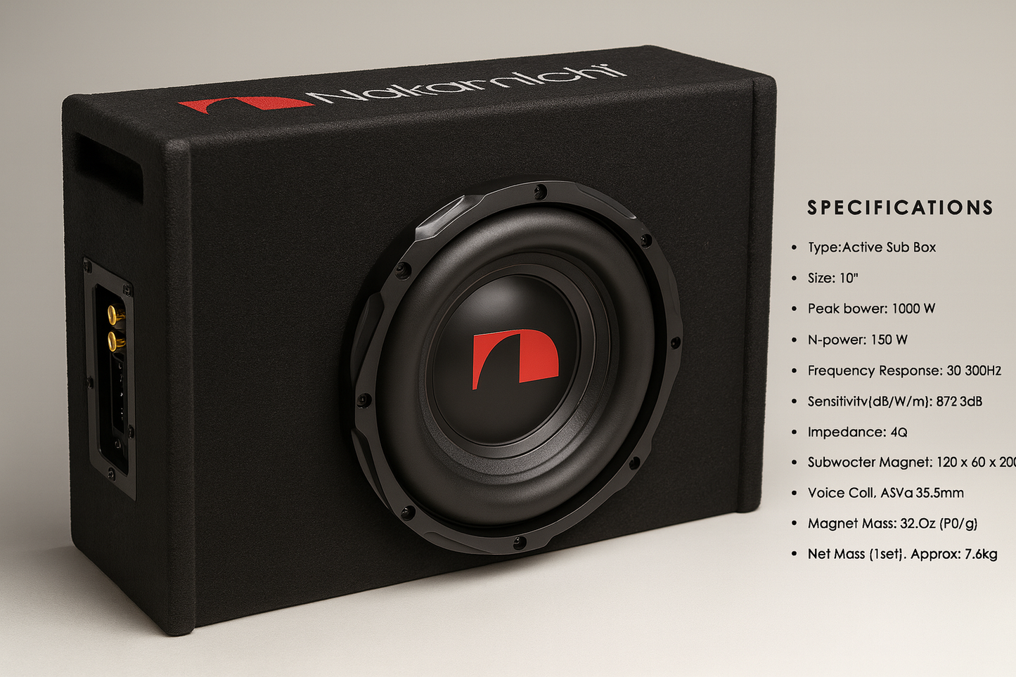 Subwoofer Activo Nakamichi NBX25M 10” – 1000W de Potencia y Sonido Premium