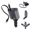 Cargador Auto 120w USB De 2 Cables Retráctil Carga Rápida.